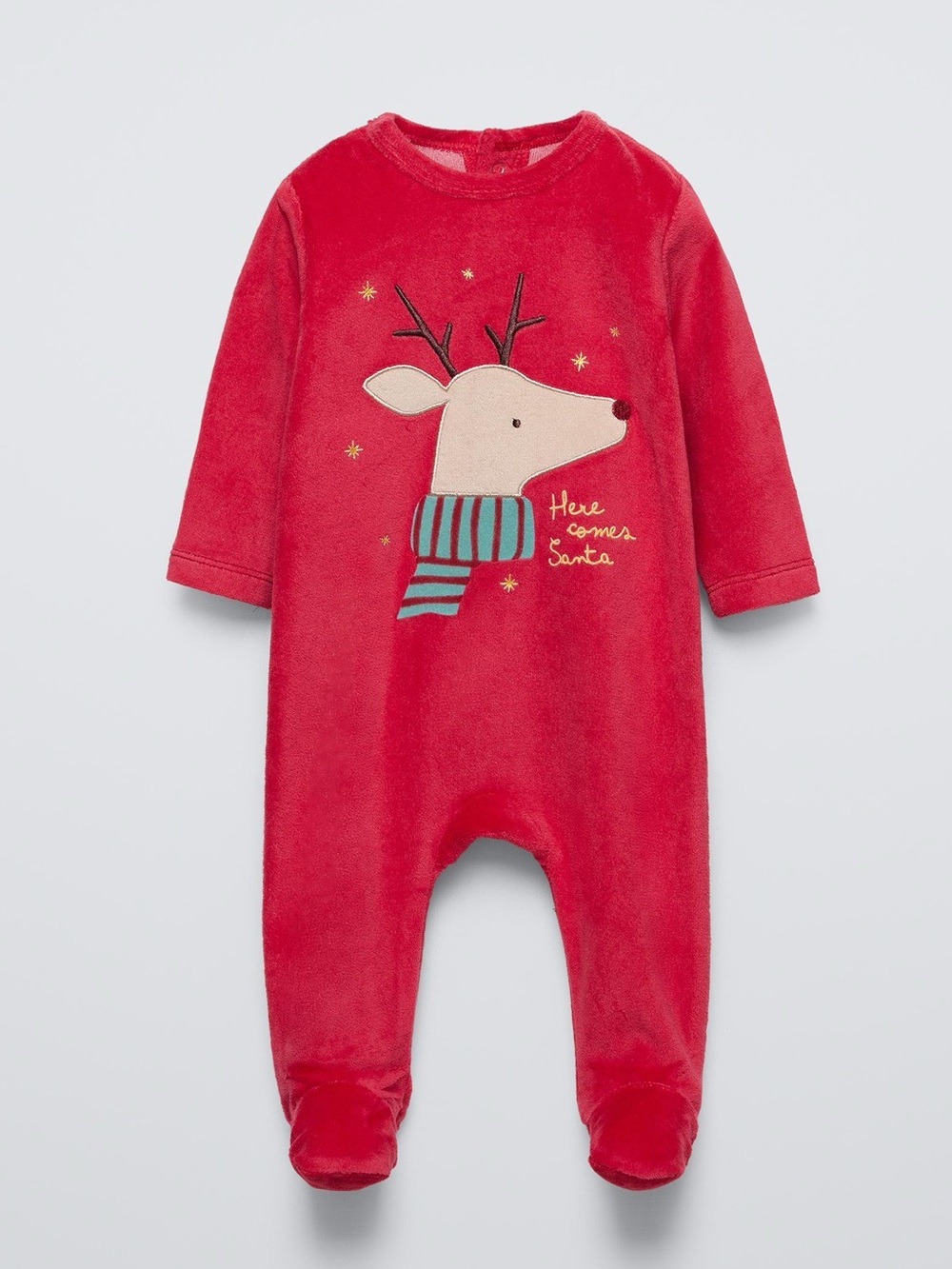 Zara Red Reindeer Holiday Fleece One-Piece